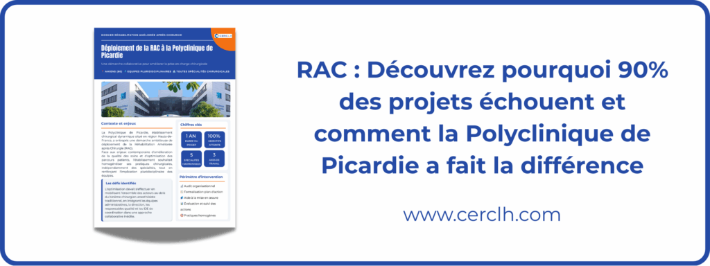 Optimisez les parcours chirurgicaux avec des stratégies éprouvées de RAC et préhabilitation, centrées sur une coordination efficace.